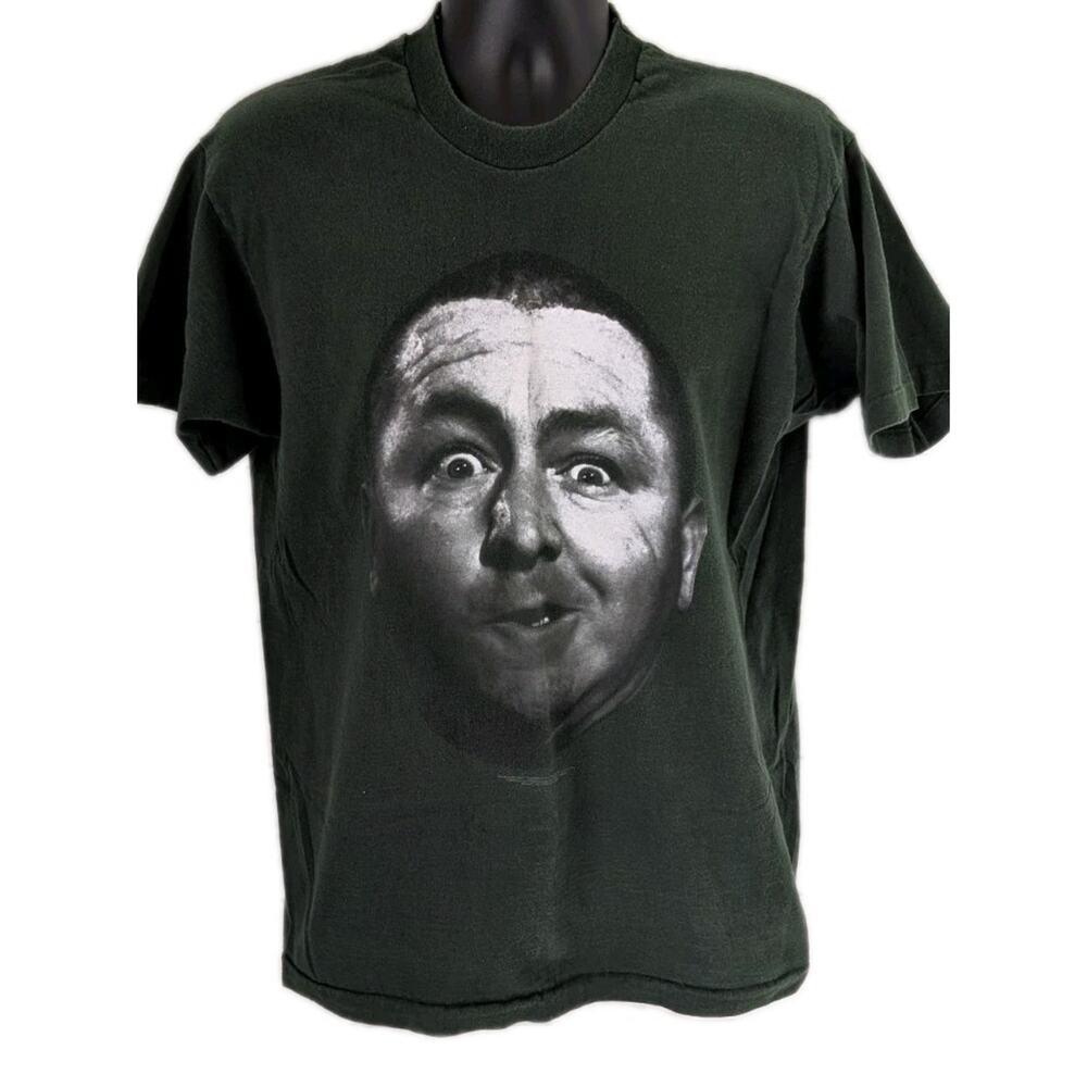 Vintage Three Stooges Curly Howard Shirt Mens Large Green Single Stitch